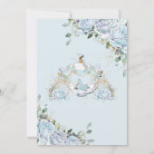 Chic Blue Roses Princess Carriage Baby Shower Invitation (Back)