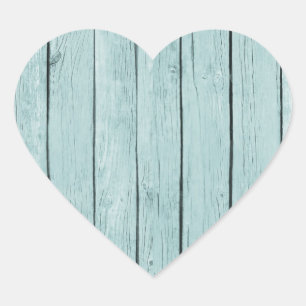 Chic Blue Rustic Wood Heart Sticker