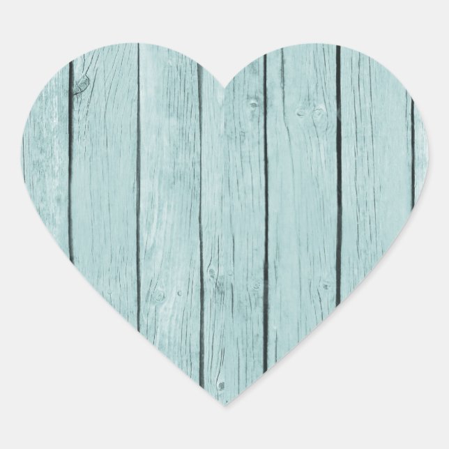 Chic Blue Rustic Wood Heart Sticker (Front)