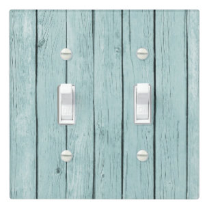 Chic Blue Rustic Wood Light Switch Cover