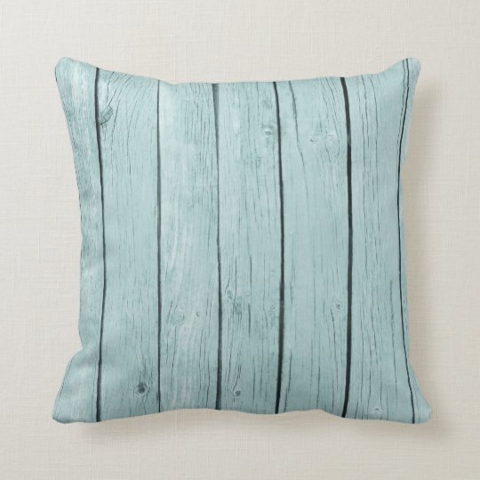 Chic Blue Rustic Wood Throw Pillow