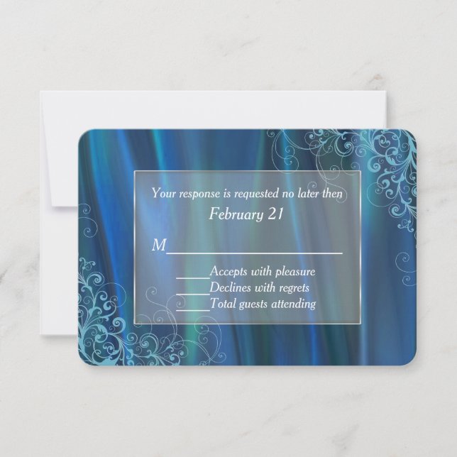 Chic Blue Satin Wedding Response Card (Front)