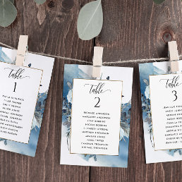 Chic Blue Seating Plan Cards with Guest Names