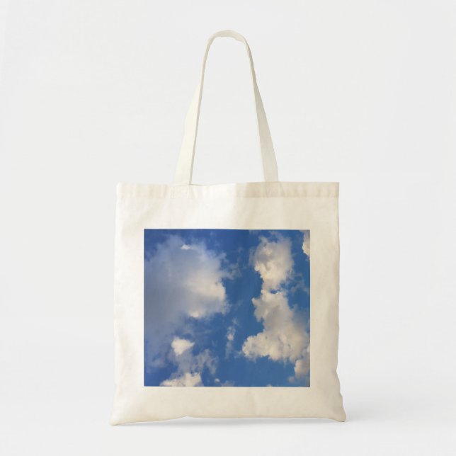 Chic Blue Sky & Cute Clouds Tote Bag (Front)