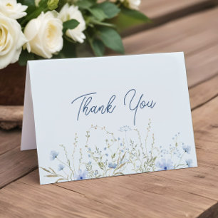 Chic Blue Sky Wildflowers Boy Baby Shower Thank You Card
