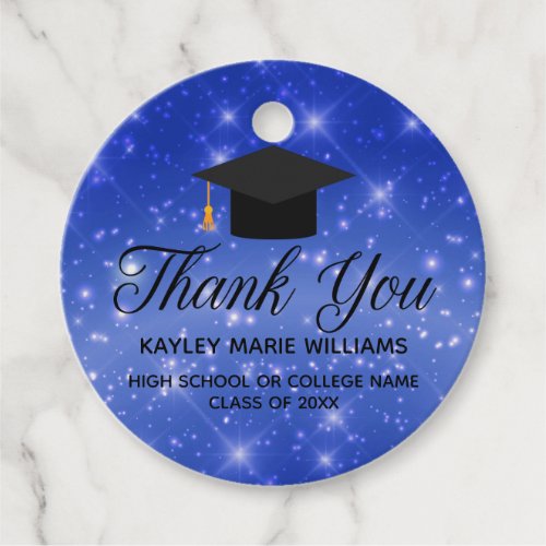 Chic Blue Sparkle Graduate 2024 Graduation Party Favor Tags