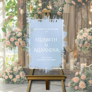 Chic Blue Splash Wedding Welcome Acrylic Sign