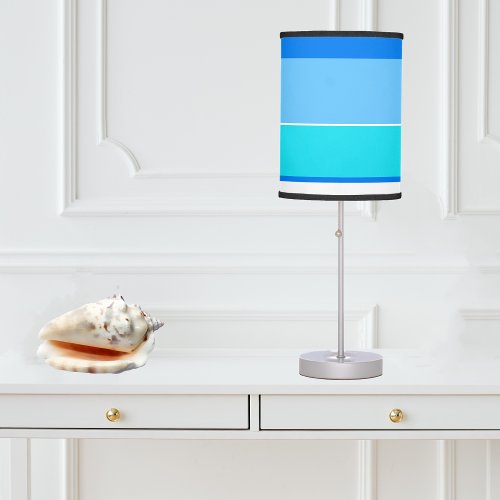 Chic Blue Stripes Ocean Beach House Table Lamp