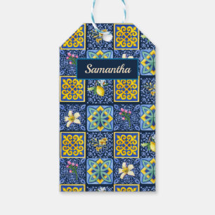 Chic Blue teal Sicilian citrus Mediterranean Gift Tags
