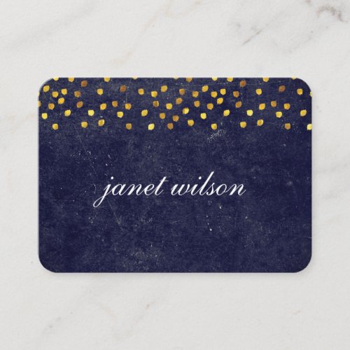 chic blue texture with golden spot pattern business card