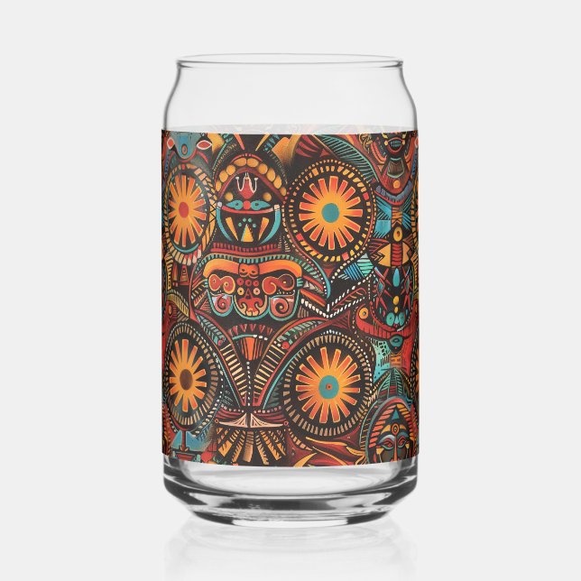 Chic Blue "Timeless Ancestral Imprint" Printed Can Glass (Front)