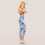 Chic Blue Toile de Jouy Capri Leggings<br><div class="desc">Chic Blue Toile de Jouy. French country vintage style for a stylish look.</div>