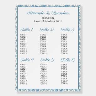 Chic Blue Toile de Jouy Floral Border Wedding Foam Board