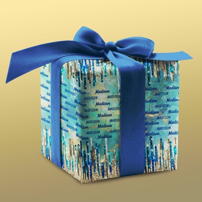 Chic blue, turquoise and gold wrapping paper sheets (Creator Uploaded)