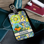 Chic blue turquoise sicilian citrus floral tiles  luggage tag<br><div class="desc">Chic blue turquoise sicilian citrus floral tiles monogram Luggage Tag. Beautiful An exquisite floral botanical citrus garden pattern inspired by the summer bright italian themed art of majolica Sicilian ceramic tiles in blue yellow colors. A fun style that is currently trending for home decor, clothes, mobile and Ipad cases, invitations...</div>