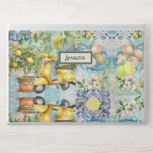 Chic Blue Turquoise Sicilian Tile Citrus Floral HP Laptop Skin
