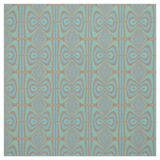 Chic Blue Turquoise Vintage Nouveau Deco Pattern Fabric
