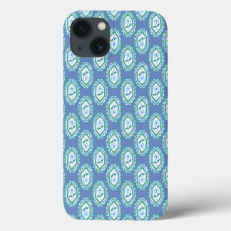 Chic Blue Vintage Periwinkle Floral Pattern iPhone 13 Case