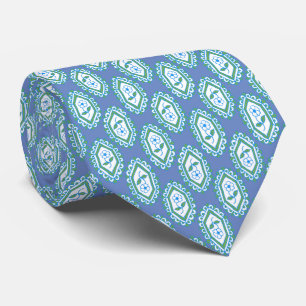 Chic Blue Vintage Periwinkle Floral Pattern Neck Tie