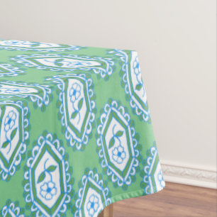 Chic Blue Vintage Periwinkle Floral Pattern Tablecloth