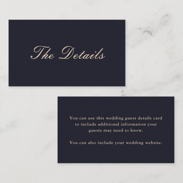 Chic Blue Wedding Guest Details Enclosure Card (Front/Back)