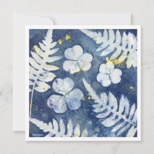 Chic Blue White Botanical Personalized Note Cards