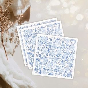 Cloth Napkins Set of 4 in Blue and White Floral Chinoiserie Print – Kate  McEnroe New York