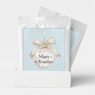 Chic Blue White Dots Bow Ornament Christmas Hot Chocolate Drink Mix