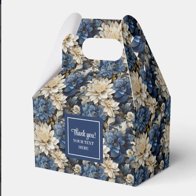 Chic Blue White Flowers Personalized Favor Box (Chic Blue White Flowers Personalized Favor Box)