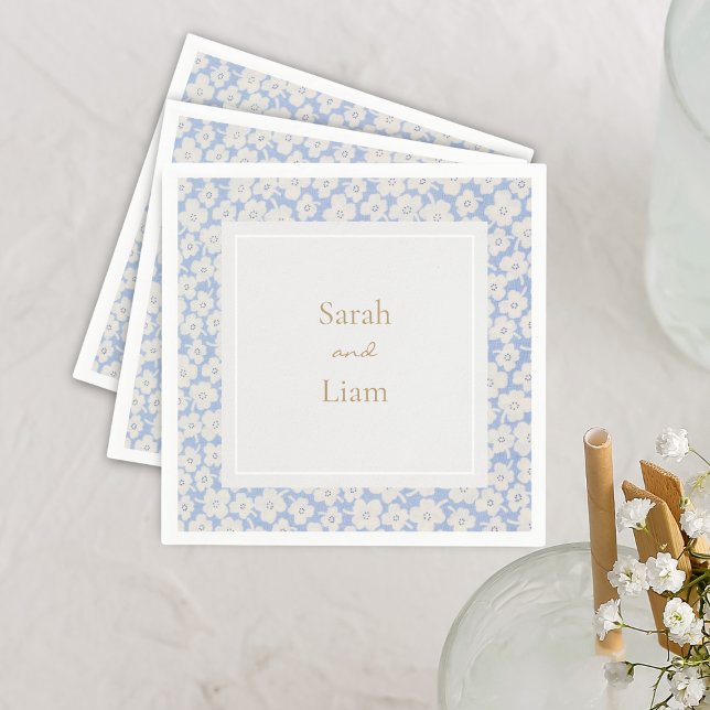 Chic Blue & White Petit Fleur Paper Napkin (Creator Uploaded)