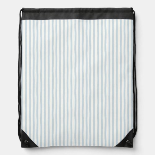 Chic Blue White Stripes Drawstring Bag