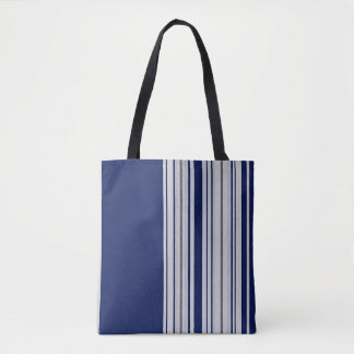 Chic Blue & White Tote Bag with Black Accents