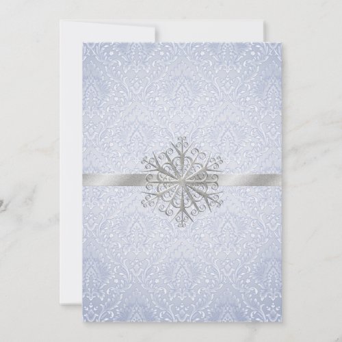 Chic Blue Winter Snowflake Wedding Invitation