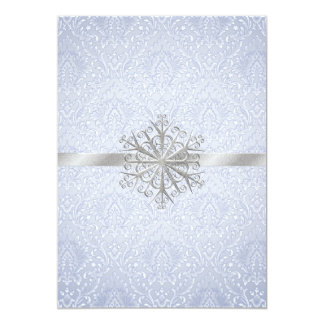 Chic Blue Winter Snowflake Wedding Invitation Amazing Snowflake