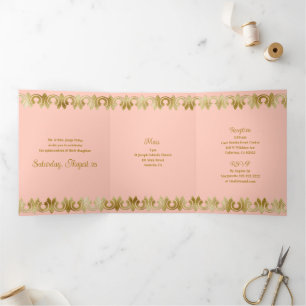 Chic Blue with Gold Quinceanera Party Invitation