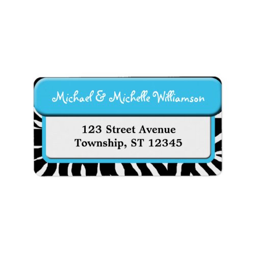 Chic Blue Zebra Print Address Labels