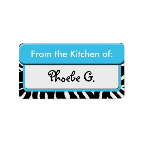 Chic Blue Zebra Print From the Kitchen of Labels