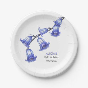 Chic Bluebell Flower Blossom Birthday Paper Plates