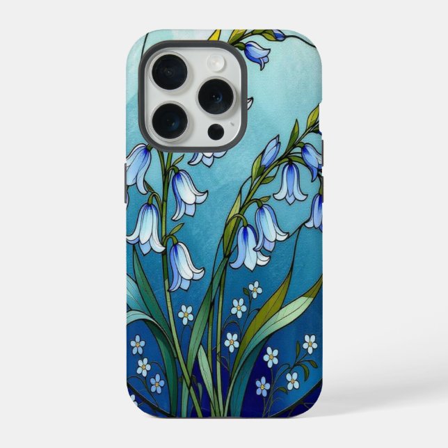 Chic bluebells forget me not stained Glass iPhone Case (Back)