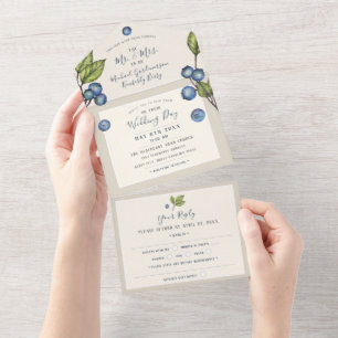 Chic Blueberries All in One Wedding Invite