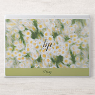 Chic Blurred Daisy Floral Green HP Laptop Skin