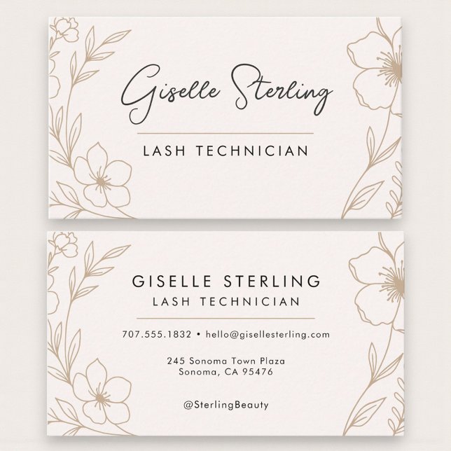 Chic Blush and Black Eyelash Extension Business Card (Creator Uploaded)