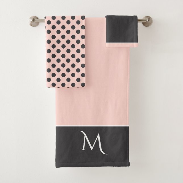 Chic Blush and Gray Bath Towel Set (Insitu)