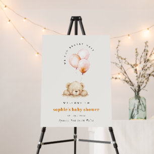 Chic Blush Bearly Wait Balloon Baby Shower Welcome Foam Board