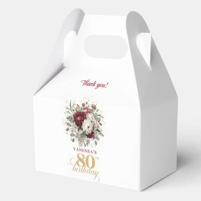 Chic Blush Burgundy 80th Birthday Favor Box (Chic Blush Burgundy 80th Birthday Favor Box)
