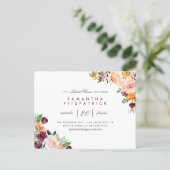 Chic Blush & Burgundy Floral Bridal Shower Invitation Postcard (Standing Front)