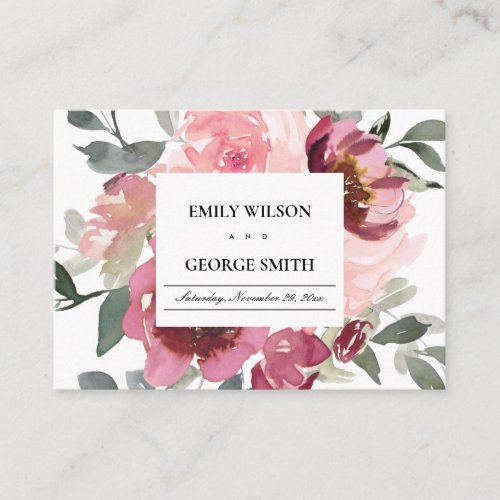 CHIC BLUSH BURGUNDY FLORAL WEDDING WISHING WELL ENCLOSURE CARD