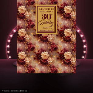 Chic Blush Burgundy Gold 30th Birthday Backdrop