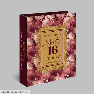 Chic Blush Burgundy Gold Sweet 16 Binder
