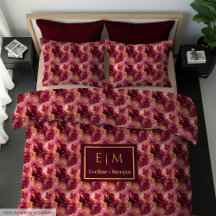 Chic Blush Burgundy Gold Watercolor Boho Floral